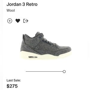 Air Jordan 3 wool grey great condition size 7/40